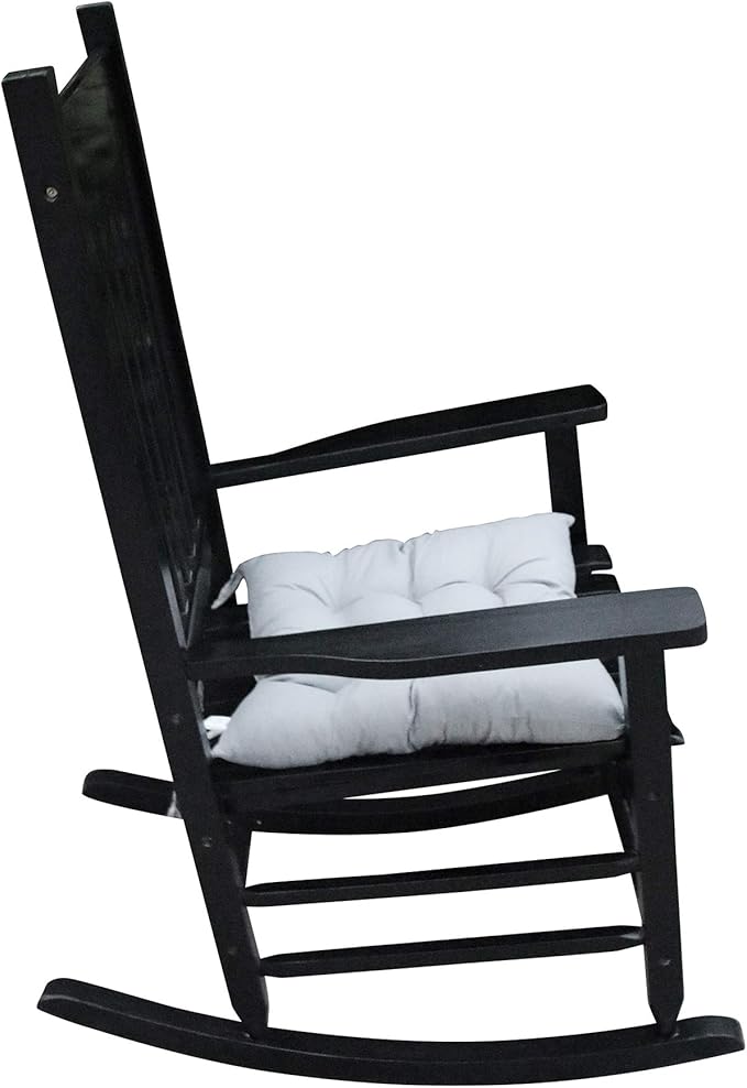 HomVent Wood Rocking Chair, 280 Lbs Heavy Duty Rocking Rocker Chair, Backyard and Patio Porch Rocker with Wide Seat and Armrest for Outdoor& Indoor Use, Cushion not Include (Black 1)