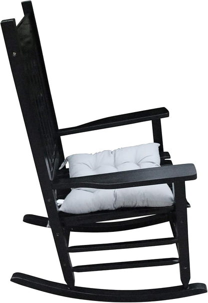 HomVent Wood Rocking Chair, 280 Lbs Heavy Duty Rocking Rocker Chair, Backyard and Patio Porch Rocker with Wide Seat and Armrest for Outdoor& Indoor Use, Cushion not Include (Black 1)
