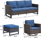 Rilyson Wicker Outdoor Patio Furniture Set - 5 Piece Patio Conversation Set with 2 Swivel Rocker Chairs - Photo 2