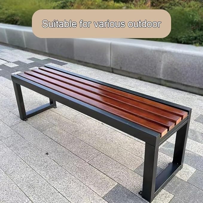 Garden Bench 2 Seater,Backless Outdoor Bench,Metal Wooden Benches,Patio Furniture Seating for Front Porch,Park,Lawn,Backyard,Balcony(47.2 Inch)
