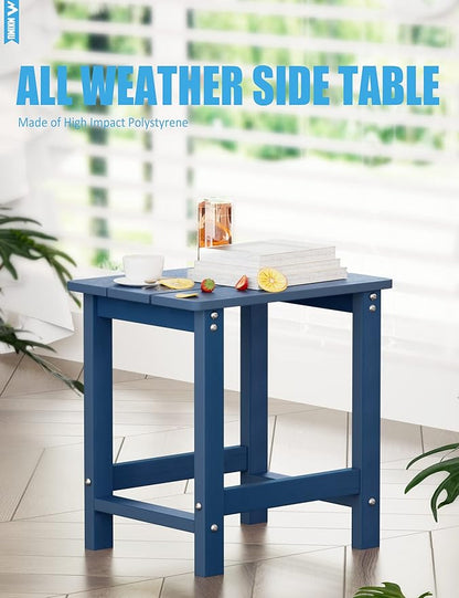 MXIMU Outdoor Side Table for Patio: 16" HIPS Weatherproof Adirondack Table Set of 2 - Small End Tables for Outside Porch Deck Pool Balcony Backyard - Easy Assembly No Maintenance Navy Blue