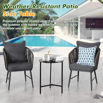 Party Zealot 1-Pack Small Round Metal Side Tables, 13-Inch Black Outdoor End Tables for Patio, Balcony, Porch or Garden – Weather-Resistant Corner Coffee Table for Small Spaces & Indoor Plant Stand