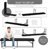AJP Distributors 2 Pack 6 Foot Portable Plastic Folding Bench 6FT 72" Half Foldable Heavy Duty Seat w/Carry Handle - Photo 6