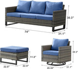Rilyson Wicker Outdoor Patio Furniture Set - 5 Piece Patio Conversation Set with 2 Swivel Rocker Chairs - Photo 2