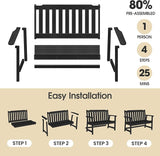 Ciokea 49" Heavy Duty Outdoor Bench Set of 2, HDPE Weatherproof Garden Bench, 2-Person Memorial Benches with 660 Lbs - Photo 6