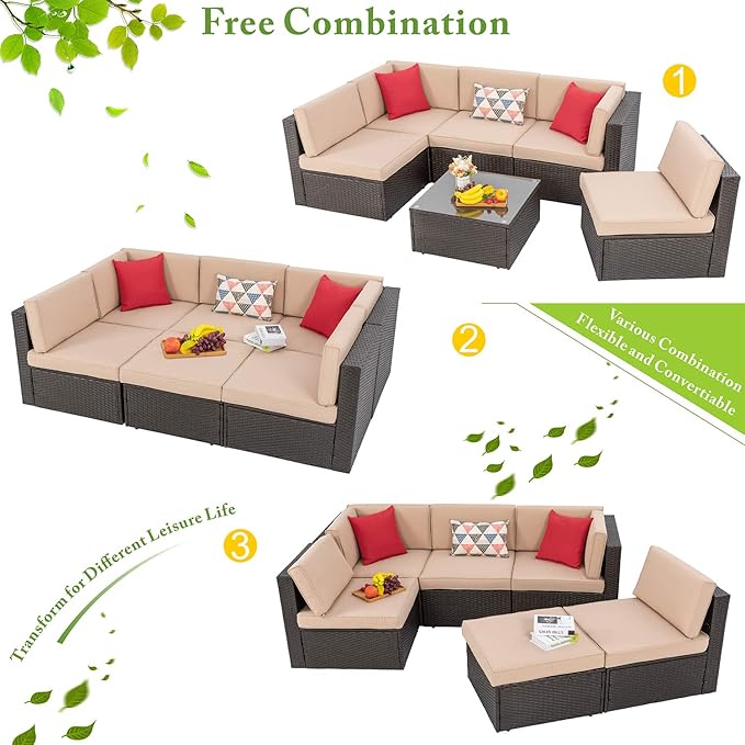 Vongrasig 6 Piece Patio Furniture Set, Small Outdoor Sectional Sofa Couch - Photo 5