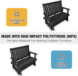 HIPS Patio Glider Two-Seat with Cup Holders, Durable HIPS Material, All-Weather Resistant - Photo 7