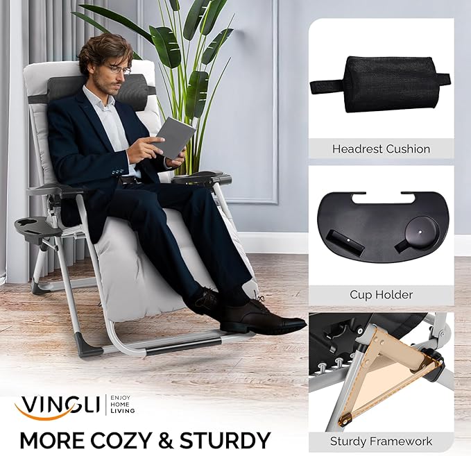 VINGLI 29" Padded Zero Gravity Chair - Photo 4