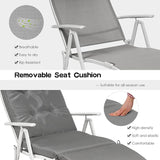 Giantex Chaise Lounge Chair for Outside, Pool Folding Reclining Beach Chair W/Removable Cushion&Headrest Pillow - Photo 4