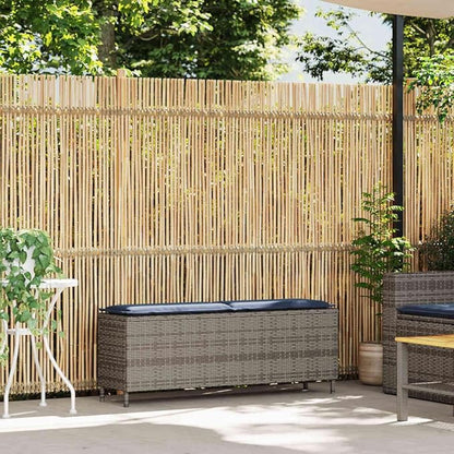 Patio Bench with Cushion Gray 43.3"x11.8"x15.9" Poly Rattan,Poly Rattan Outdoor Garden Bench with Comfortable Cushion Durable Weatherproof Sofa for Yard or Patio Patio Furniture