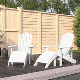 Classic White Adirondack Chair Set with Matching Footstools, Durable HDPE Outdoor Seating for Patio, Garden, and Porch - Photo 1