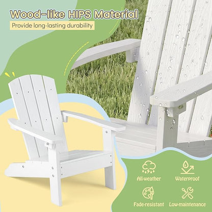 Giantex Kids Adirondack Chair, All-Weather HIPS Children's Outdoor Chair w/Ergonomic Design, Toddler Lawn Chairs for Age 3-8, Kids Beach Chair for Garden Patio Backyard (1,White)