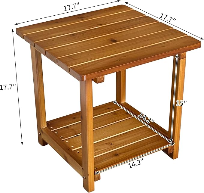 Wooden Rocking Chair with Comfortable Backrest Inclination, High Backrest and Deep Contoured Seat, Solid Fir Wood, Heavy Duty 600 LBS, for Backyard, Porch and Patio (Natural, with Side Table)
