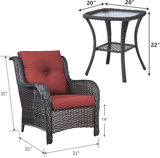 Rilyson Patio Furniture Chairs Outdoor Chair - 2 Piece Wicker Rattan Chairs Set with High Back and Deep Seating for - Photo 3