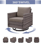 Outdoor Patio Swivel Rocker Chairs - 3 Piece Wicker Patio Furniture Bistro Swivel Rocking Chairs Set with Comfortable - Photo 3