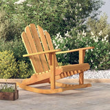 Garden Adirondack Rocking Chair Solid Teak Wood Outdoor Patio Furniture for Balcony with Wide Armrests Natural Brown - Photo 1