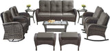 10-Piece Patio Furniture Set-Patio Rocking Chairs Set of 4 Outdoor Rattan Sofa Sets with Coffee Table Outdoor Patio - Photo 2