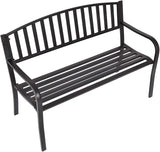 Tangkula 50 Inch Outdoor Steel Garden Bench Park Bench, Patio Chair Garden Bench with High Back & Rustproof Armrests - Photo 8