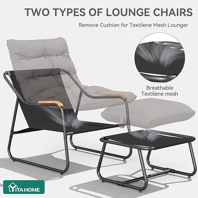YITAHOME Patio Lounge Chair with Ottoman, Oversized Papasan Chair with Soft Cushion - Photo 7
