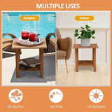 2 Tier Outdoor Side Table with Wood-Like Grain, 16.6" HDPE Adirondack Table Patio Side Table - Photo 6