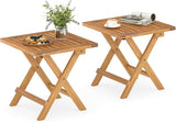 Tangkula Outdoor Folding Side Table, Acacia Wood End Table with X-Shaped Legs & Slatted Tabletop - Photo 1