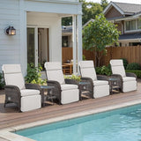 Belord 7 Piece Wicker Patio Furniture Set - 4 Adjustable Outdoor Recliner Chairs with 3 Side Table Patio Conversation - Photo 2