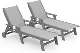 SERWALL Textilene Patio Chaise Lounge Chair Set of 2, 5 Positions Outdoor Lounger with Rolling Wheels for Pool, Deck - Photo 1