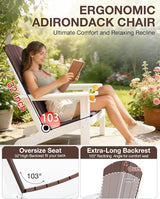Folding Adirondack Chair –Recyclable HDPE Outdoor Adirondack Patio Chair with Cup Holder, Wood Texture & Umbrella Hole - Photo 5