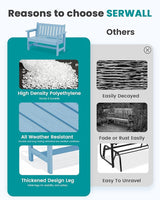 SERWALL Outdoor Bench, HDPE Outdoor Benches Weatherproof, 2-Person Garden Bench with 660 lbs Weight Capacity - Photo 9