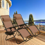 2PCS Outdoor Zero Gravity Chair Set, Reclining Chair w/Adjustable Backrest & Removable Pillow - Photo 2