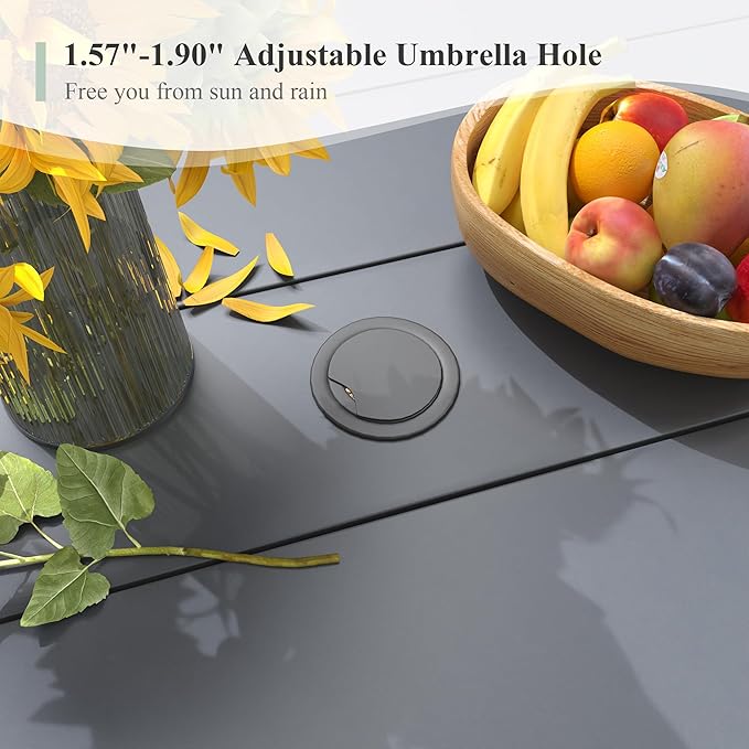 Outdoor Dining Table with Adjustable Umbrella Hole, 40.2" All-Weather Square Patio Dining Table for 4 - Photo 3