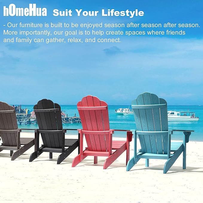 Adirondack Chair Weather Resistant, Hard Plastic Adirondack Chair with Cup Holder - Photo 6