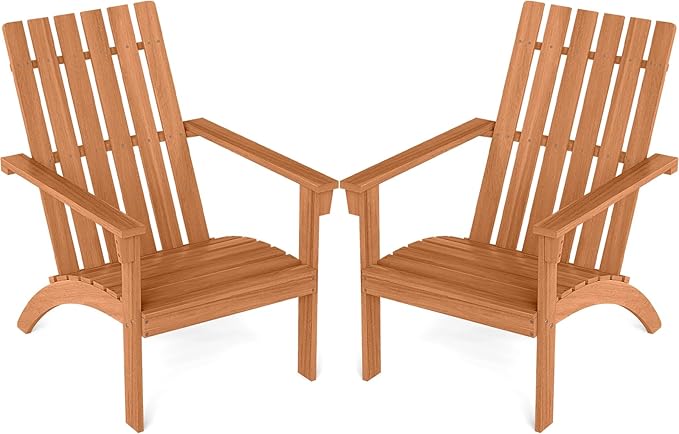 DORTALA Adirondack Chair, Acacia Wood Fire Pit Chair with Backrest and Armrests, 400 LBS Weight Capacity - Photo 1