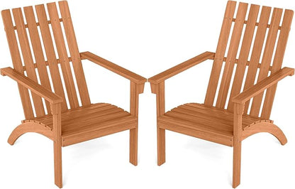 DORTALA Adirondack Chair, Acacia Wood Fire Pit Chair with Backrest and Armrests, 400 LBS Weight Capacity, Outdoor Lawn Chair for Patio, Backyard, Deck and Poolside (2)