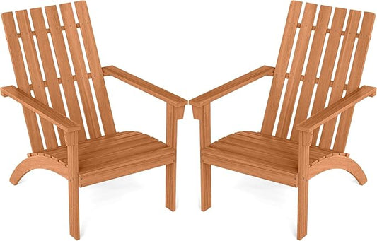 DORTALA Adirondack Chair, Acacia Wood Fire Pit Chair with Backrest and Armrests, 400 LBS Weight Capacity, Outdoor Lawn Chair for Patio, Backyard, Deck and Poolside (2)