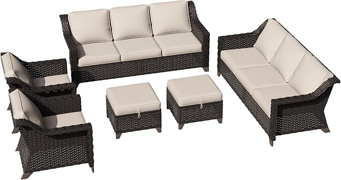 6 Pieces Patio Conversation Furniture Set - 2 Sofas, 2 Armchairs, 2 Ottomans - Photo 7