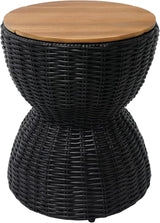 Christopher Knight Home Denhill 15.25" Outdoor Side Table, Round Patio End Table with Wood Top and Wicker Base - Photo 5
