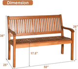 Outdoor Bench, Wooden Bench Outside Bench with Ergonomic Backrests & Curved Armrest - Photo 2