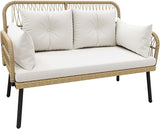 DWVO Outdoor Loveseat, Patio Wicker Furniture Set with Cushion & Adjustable Feet, Patio Couch for Garden, Balcony - Photo 8