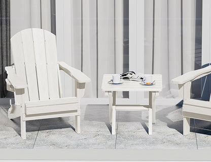 SERWALL Folding Outdoor Side Table Set of 4, Small Adirondack Side Table, White