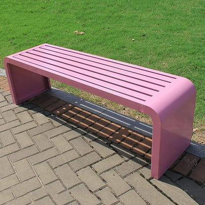 Outdoor Patio Bench, Park Bench Outdoor Bench Metal Bench Backless Benches, 660Lbs Weight Capacity, for Porch, Garden, Park, Backyard(Pink,180x40x45cm)
