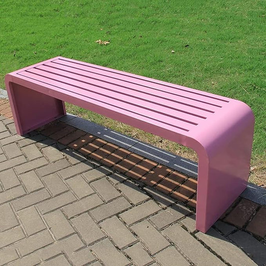 Outdoor Patio Bench, Park Bench Outdoor Bench Metal Bench Backless Benches, 660Lbs Weight Capacity, for Porch, Garden, Park, Backyard(Pink,150x40x45CM)