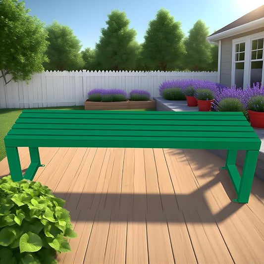 2-Person Garden Bench Seat Outdoor Benches Metal Park Bench Patio Seat 3.3ft 3.9ft 4.9ft 5.9ft Weather Resistance Backless Front Porch Chair Easy Installation(Green,3.93ft)