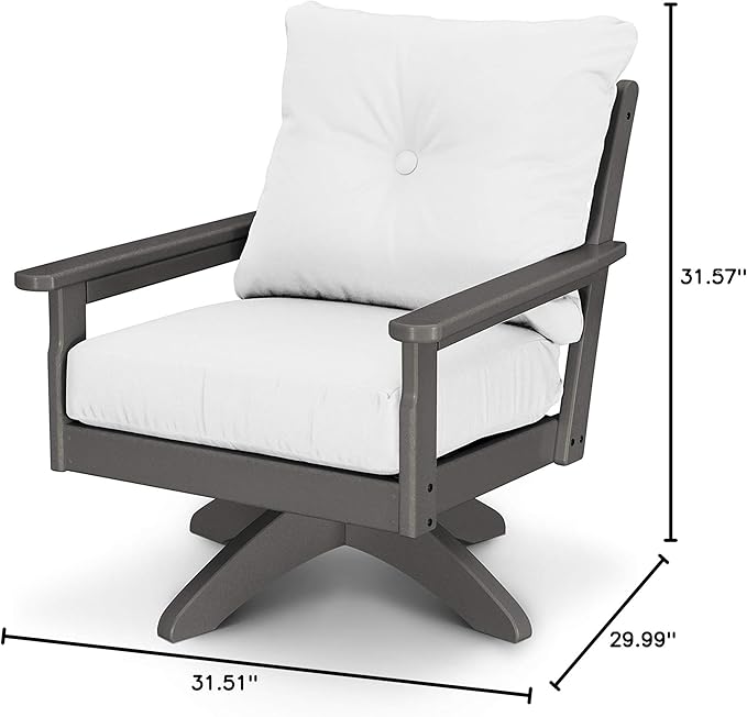 POLYWOOD® Vineyard Deep Seating Swivel Chair in Slate Grey/Natural - Photo 2