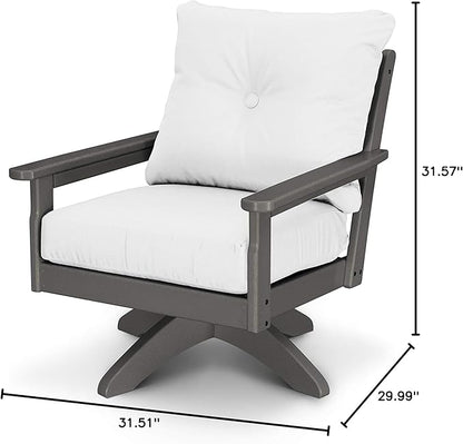 POLYWOOD® Vineyard Deep Seating Swivel Chair in Slate Grey/Natural