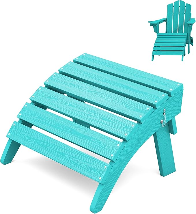 KINGYES Folding HDPE Adirondack Chairs Ottoman