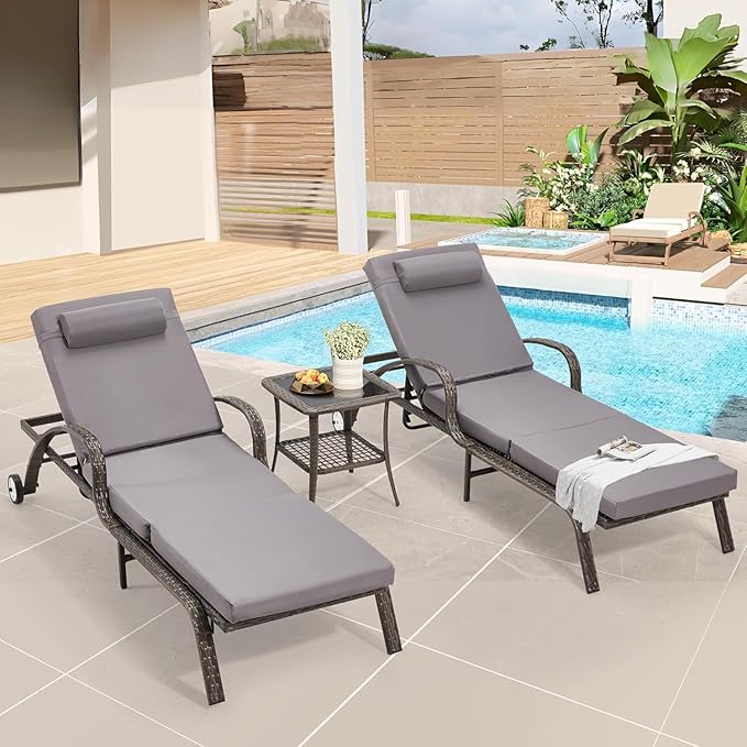 HOMREST Pool Lounge Chairs Set of 3 - Photo 1