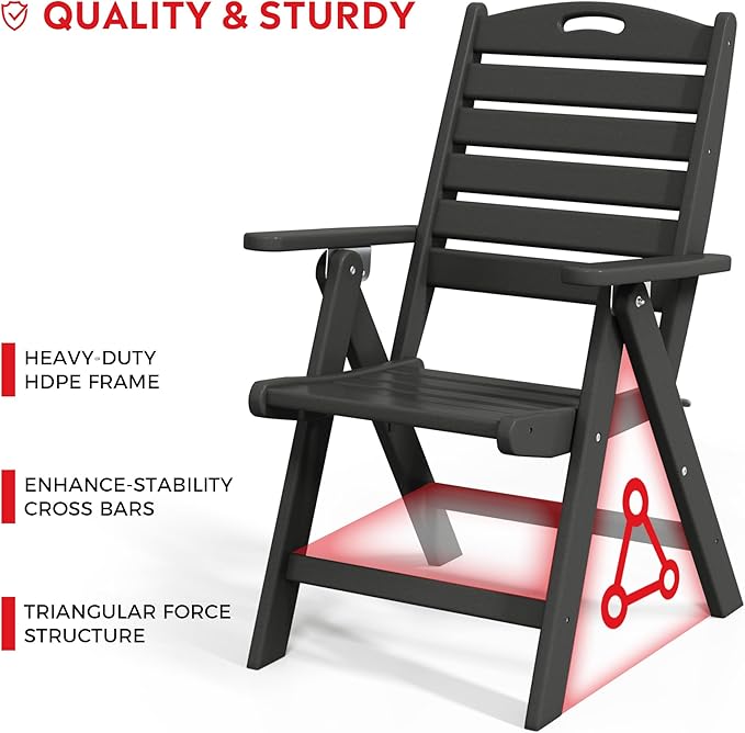 Costaelm Outdoor Adjustable Highback Folding Patio Dining Chair - Photo 4
