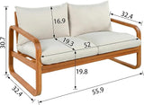 Merax Outdoor 4-Piece Acacia Wood Conversation Set - Patio 2-Seat Loveseat Sofa w/Coushion - Photo 6