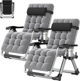 ABORON 2 Pack Zero Gravity Chair, Outdoor Lounge Chairs Sun Loungers with Removable Cushion, Headrest, Cup Holder - Photo 1